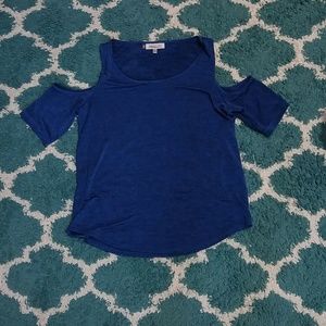 Cold shoulder blue shirt